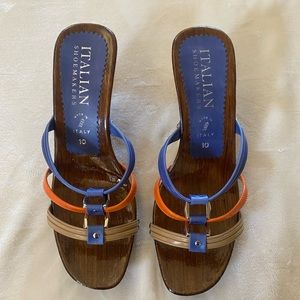 Orange, blue, and orange sandals from Italy size 10.Brand new never worn in box.